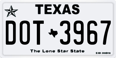 TX license plate DOT3967