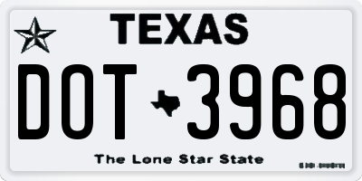 TX license plate DOT3968