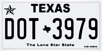 TX license plate DOT3979