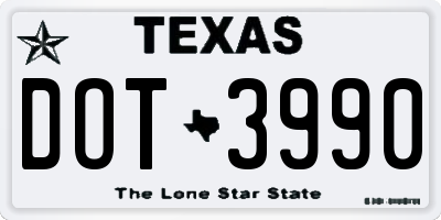 TX license plate DOT3990