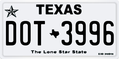 TX license plate DOT3996