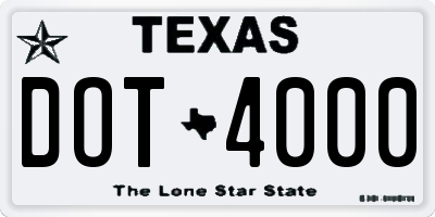 TX license plate DOT4000