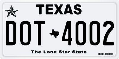 TX license plate DOT4002