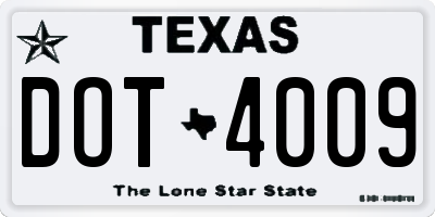 TX license plate DOT4009