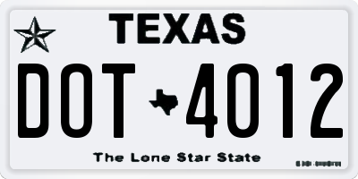 TX license plate DOT4012
