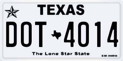 TX license plate DOT4014