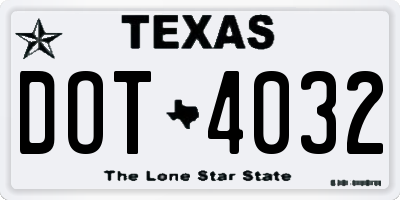 TX license plate DOT4032