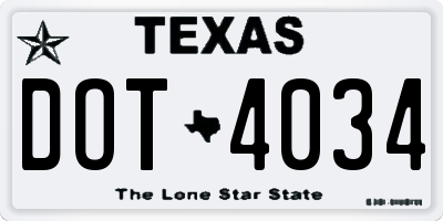 TX license plate DOT4034