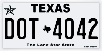 TX license plate DOT4042