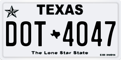 TX license plate DOT4047