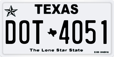 TX license plate DOT4051