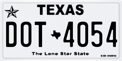 TX license plate DOT4054