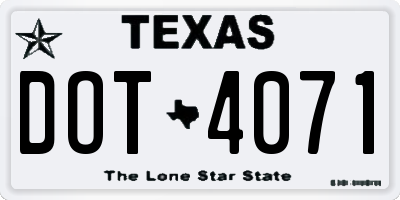 TX license plate DOT4071