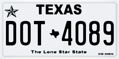 TX license plate DOT4089
