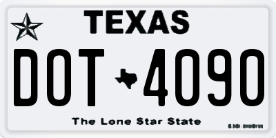 TX license plate DOT4090