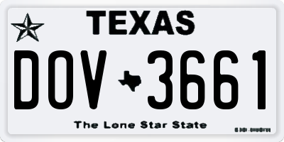 TX license plate DOV3661
