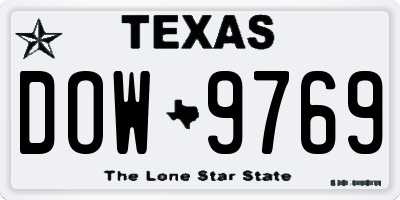 TX license plate DOW9769