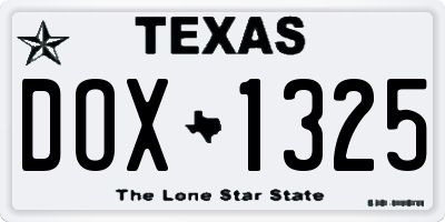 TX license plate DOX1325