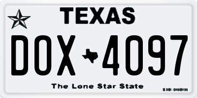 TX license plate DOX4097