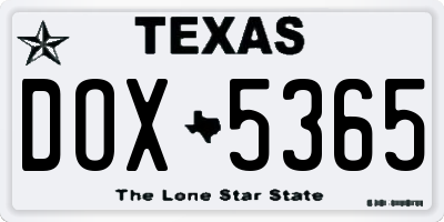 TX license plate DOX5365