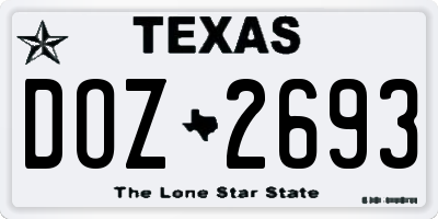 TX license plate DOZ2693
