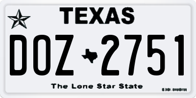 TX license plate DOZ2751