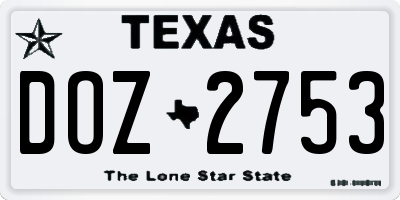 TX license plate DOZ2753
