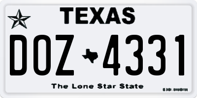 TX license plate DOZ4331