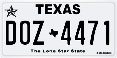 TX license plate DOZ4471