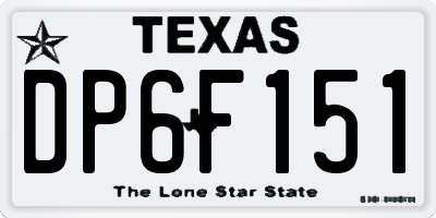 TX license plate DP6F151