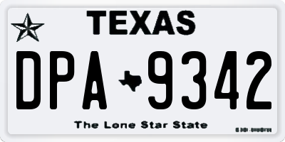 TX license plate DPA9342