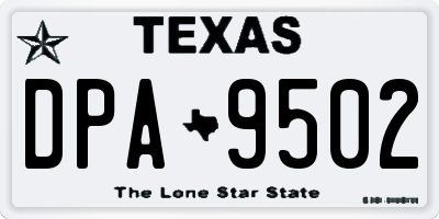 TX license plate DPA9502