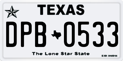 TX license plate DPB0533