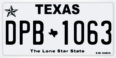 TX license plate DPB1063