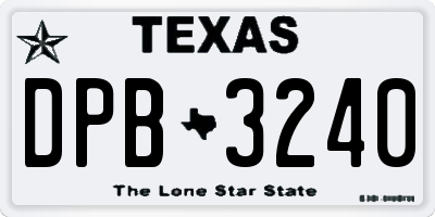 TX license plate DPB3240