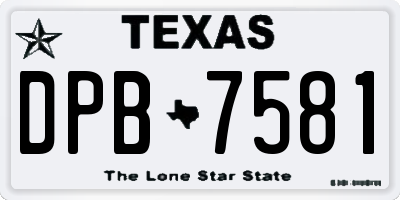 TX license plate DPB7581