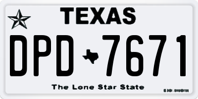 TX license plate DPD7671