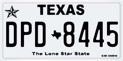 TX license plate DPD8445