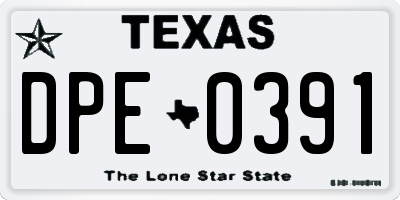 TX license plate DPE0391