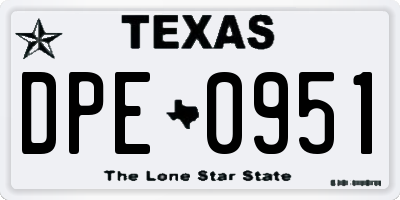 TX license plate DPE0951