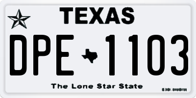 TX license plate DPE1103