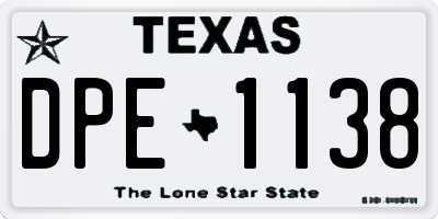 TX license plate DPE1138