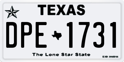 TX license plate DPE1731