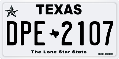 TX license plate DPE2107