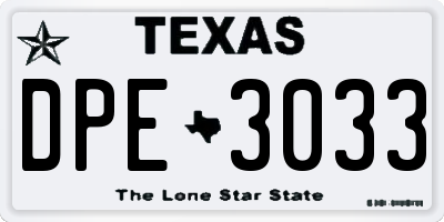 TX license plate DPE3033