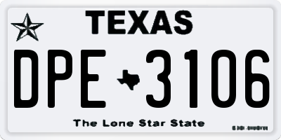 TX license plate DPE3106
