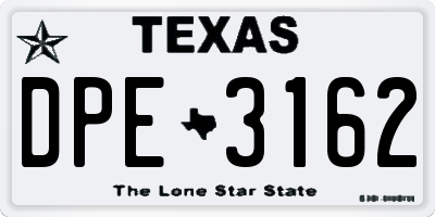 TX license plate DPE3162