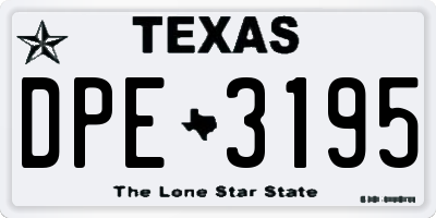 TX license plate DPE3195
