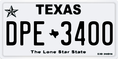 TX license plate DPE3400