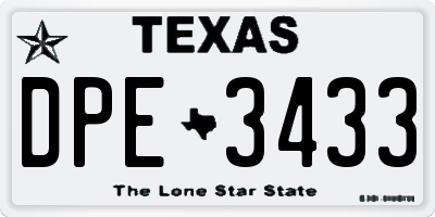 TX license plate DPE3433